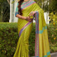 Attractive Contrast Border Parrot Colour Kanjivaram Silk Saree