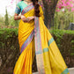 Attractive Contrast Border Yellow Colour Kanjivaram Silk Saree