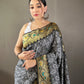 Beautiful Black Colour Lucknowi Weaving Paithani Silk Saree
