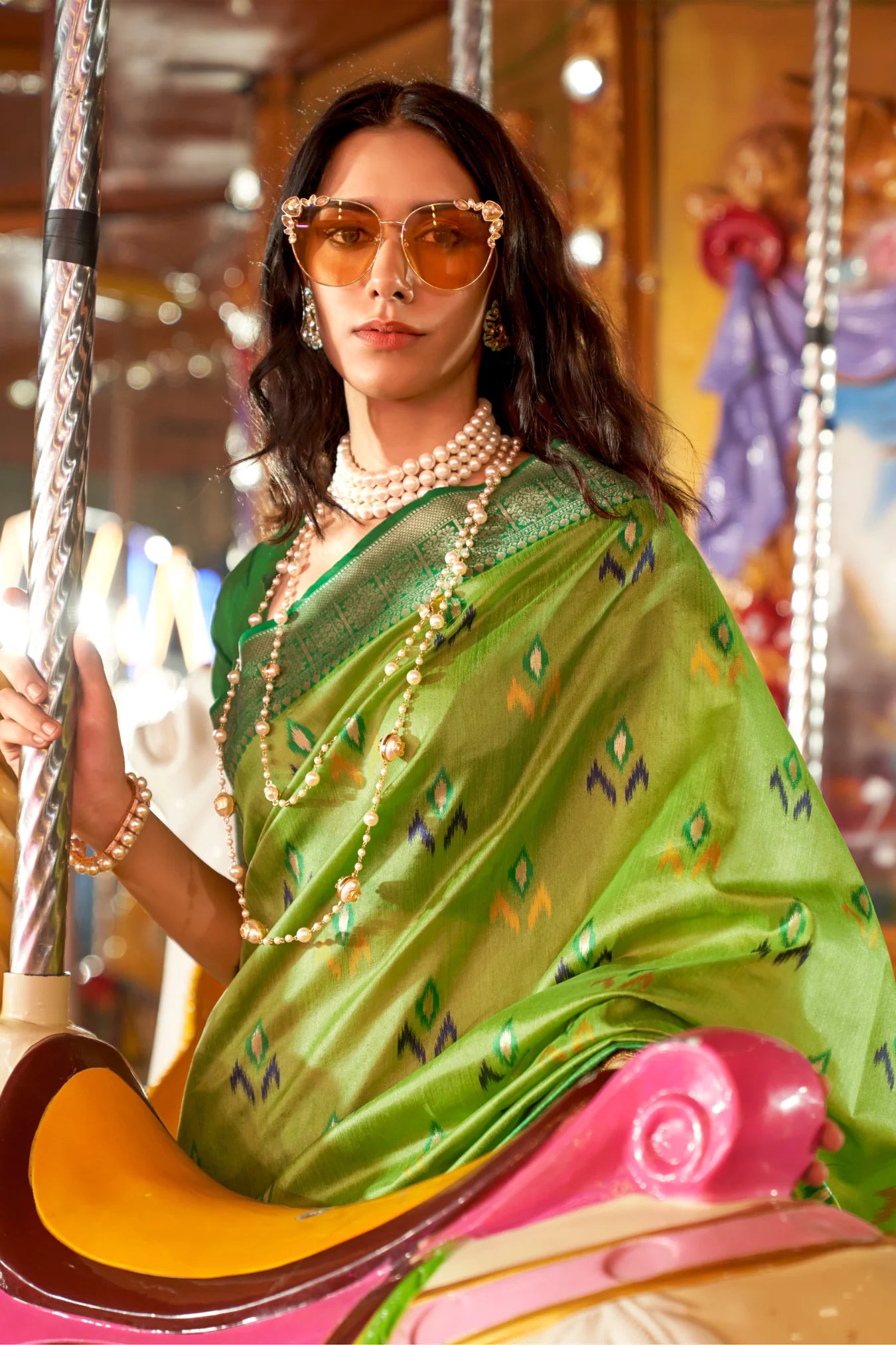 Beautiful Green Colour Designer Zari Weaving Paithani Silk Saree