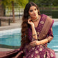 Beet Colour Woven Designer Satin Silk Saree
