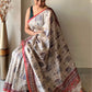 Beige Colour Kalamkari Printed Soft Silk Saree
