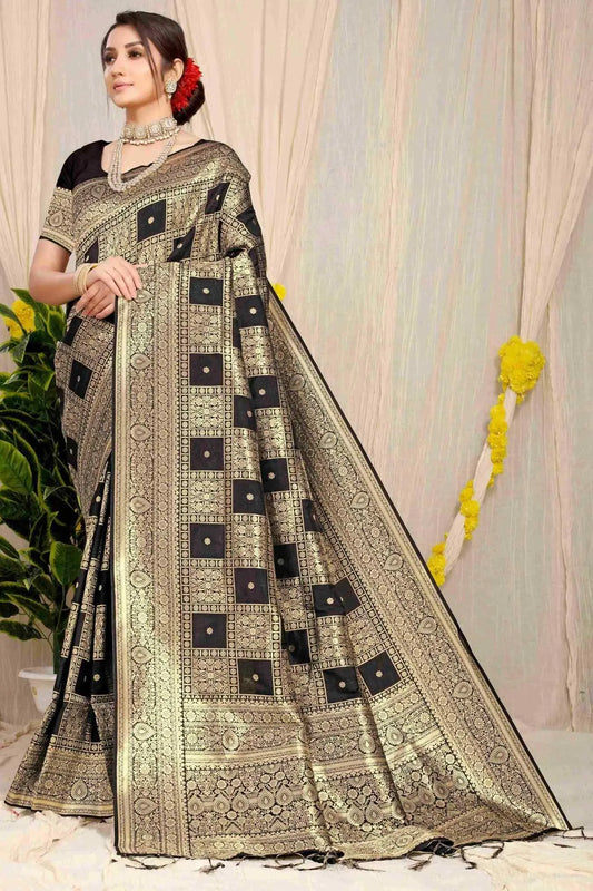 Black Colour Elegant Kanjivaram Handloom Silk Saree