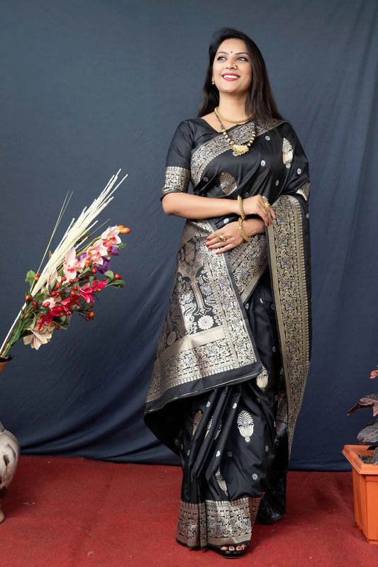 Black Colour Function Wear Banarasi Silk Saree