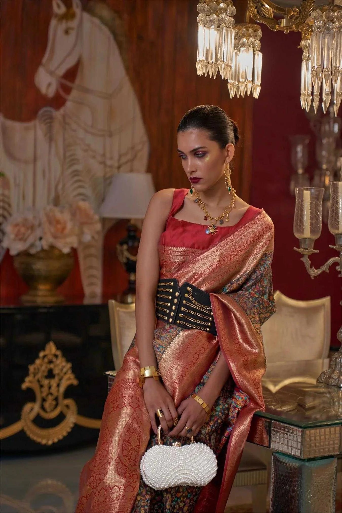 Black Colour Traditional Handloom Weaving Silk Saree 