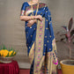 Blue Colour Floral Woven Paithani Kanjivaram Soft Silk Saree