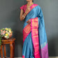 Blue Colour Jacquard Woven Cotton Silk Saree