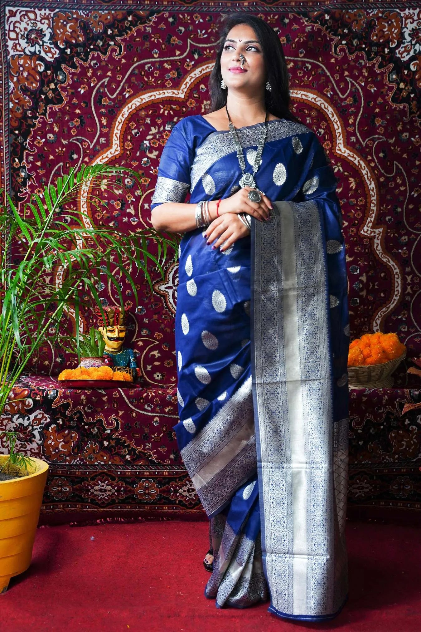 Blue Colour Trendy Designer Banarasi Silk Saree