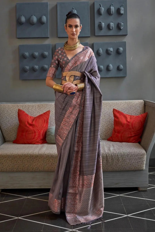 Brown Colour Jacquard Woven Kanjivaram Silk Saree