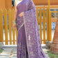 Classy Wedding Designer Purple Colour Handloom Silk Saree