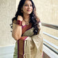 Cream Colour Kanjivaram Silk Saree with Maroon Contrast Border