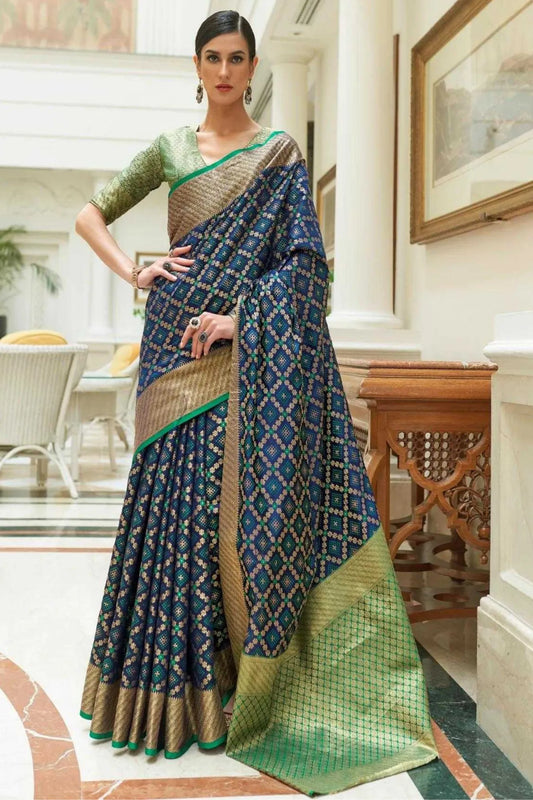 Dark Blue Colour Handloom Patola Weaving Silk Saree