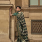 Dark Green Colour Handloom Woven Satin Silk Saree