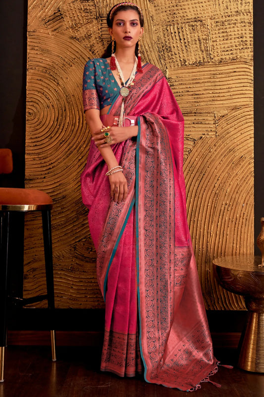 Pink Colour Bridal Wear Kanjivaram Silk Saree