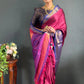 Dark Pink Colour Jacquard Woven Cotton Silk Saree