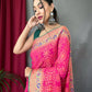 Dark Pink Colour Zari Woven Patola Silk Saree