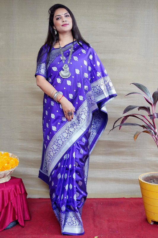Gorgeous Purple Colour Banarasi Silk Saree