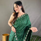 Green Colour Embroidery Design Handloom Silk Saree 