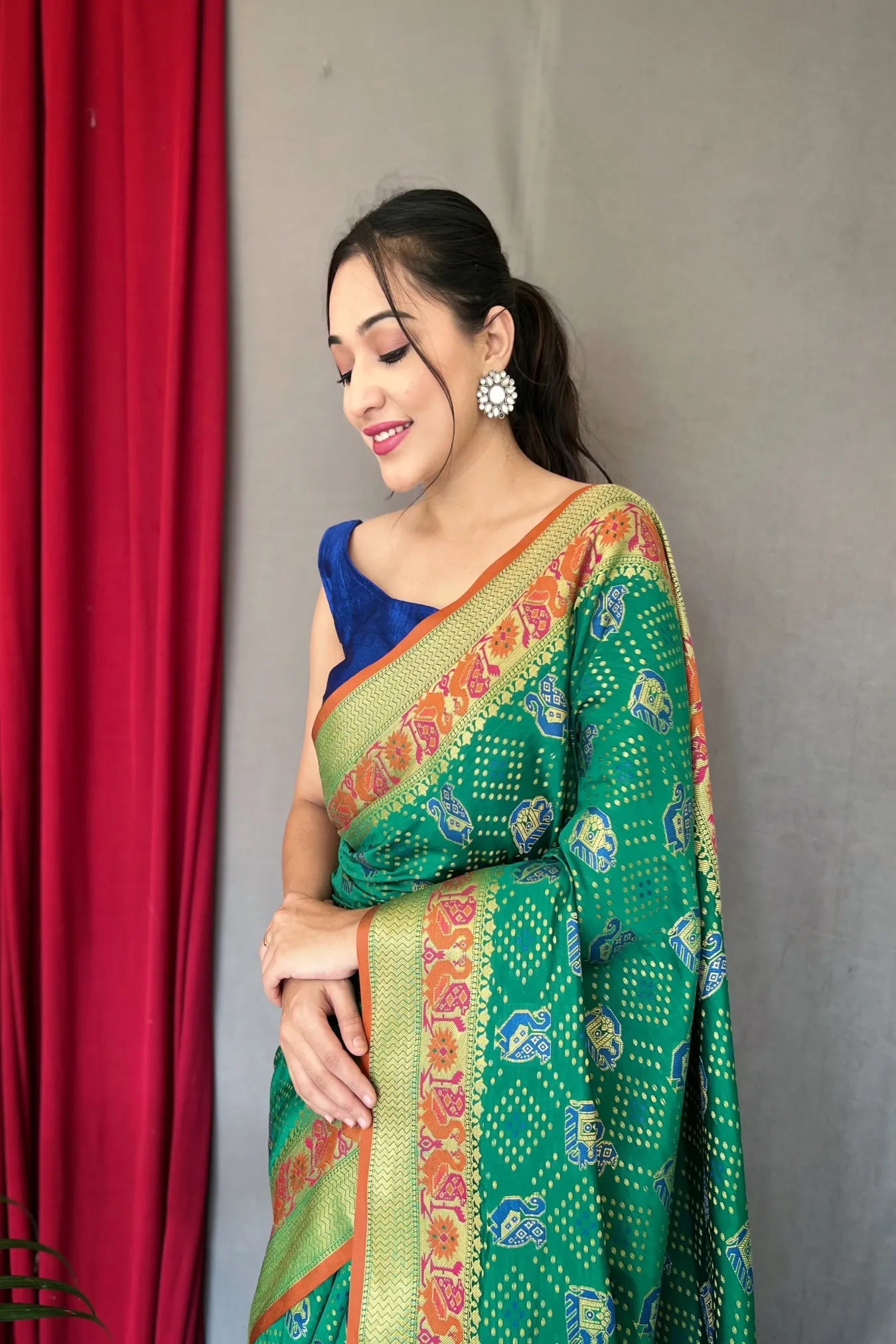 Green Colour Kutch Patola Woven Silk Saree 