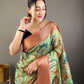 Green Colour Elegant Handpainted Kalamkari Silk Saree