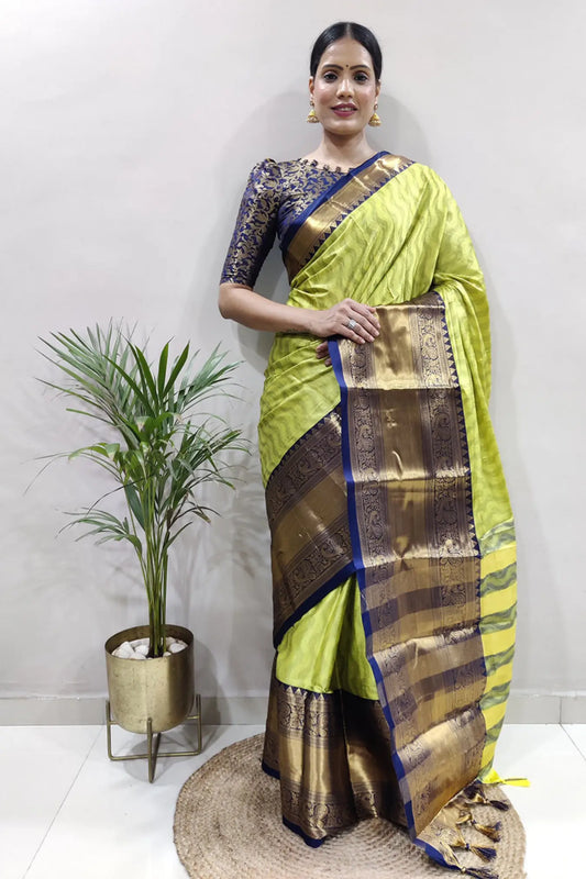 Green Colour Ready To Wear Kanjivaram Silk Saree