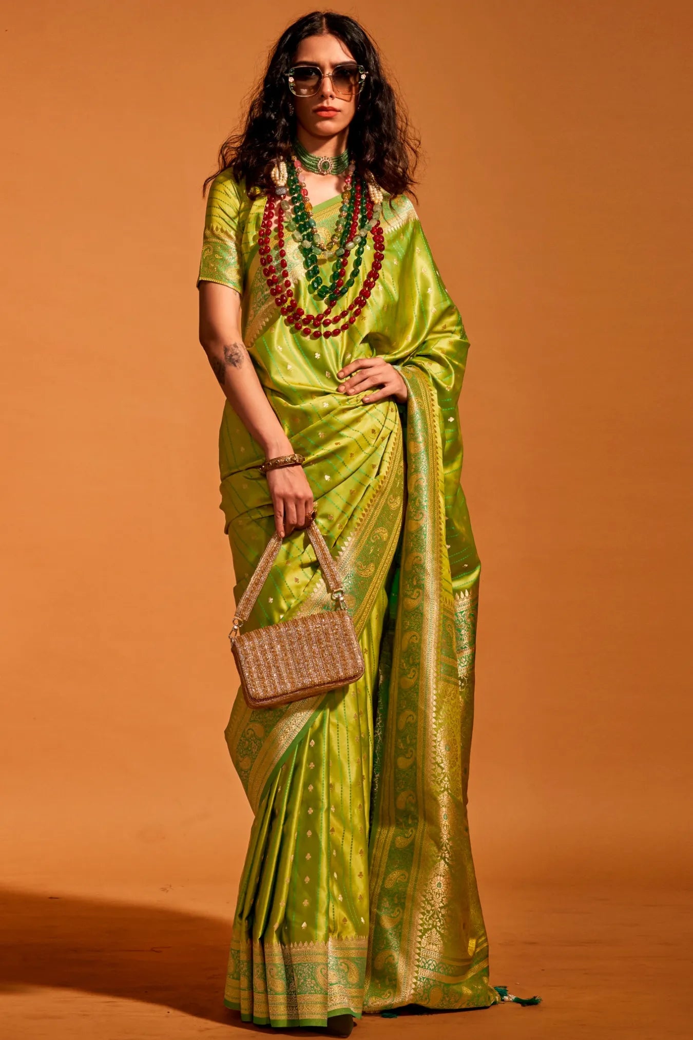 Green Colour Floral Weaving Design Kanjivaram Silk Saree