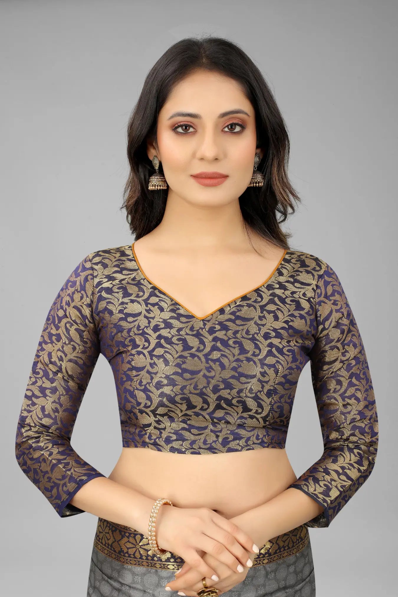 Grey Colour Ready To Wear Banarasi Cotton Silk Saree