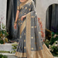 Grey Colour Floral Woven Design Kanjivaram Silk Saree