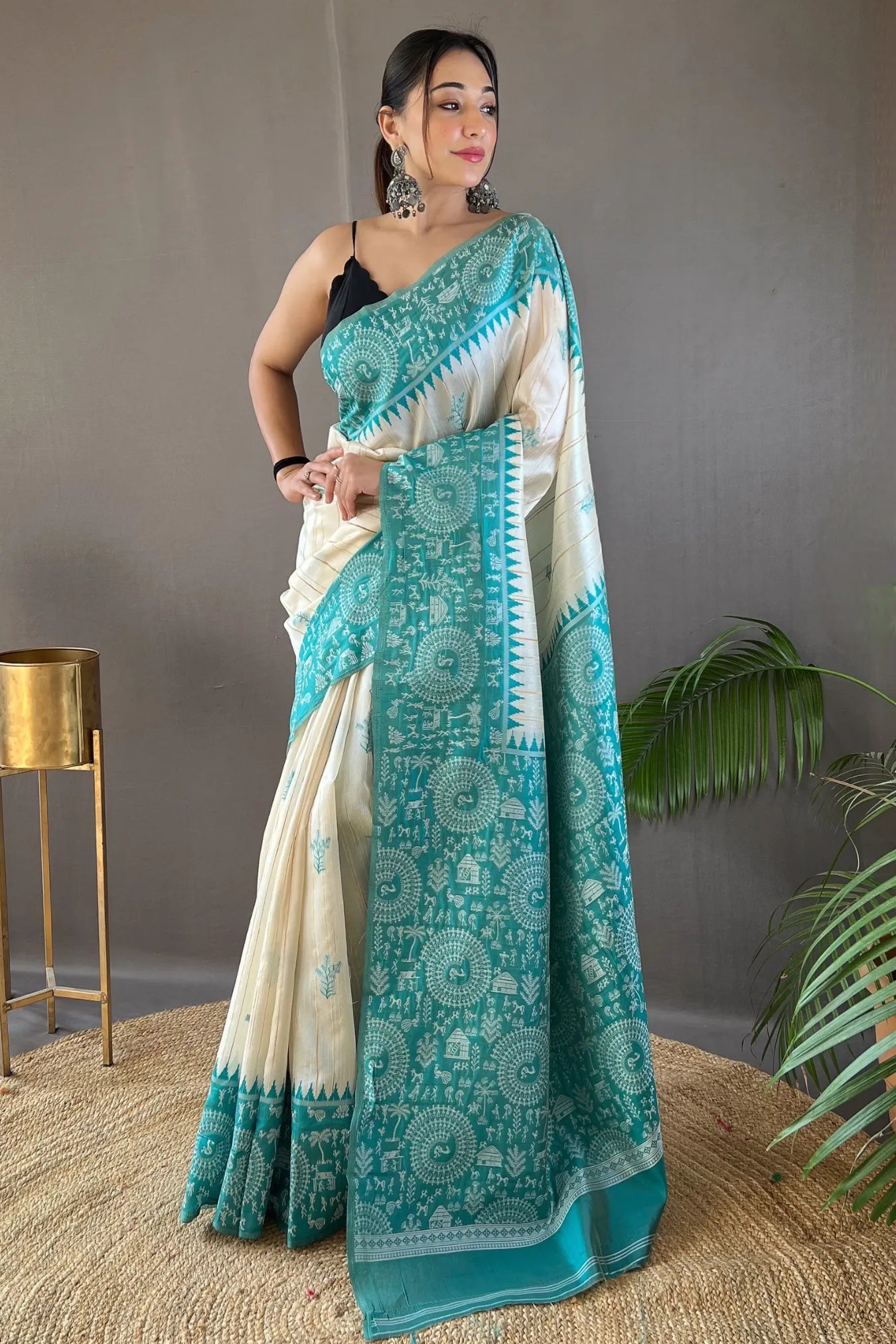 Light Blue Colour Tussar Fabric Kanjivaram Silk Saree