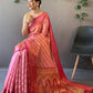 Light Pink Colour Organza Leheriya Contrast Woven Silk Saree 