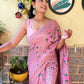 Light Pink Colour Georgette Sequence Embroidery Work Silk Saree