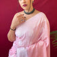 Light Pink Colour Lucknowi Linen Cotton Silk Saree