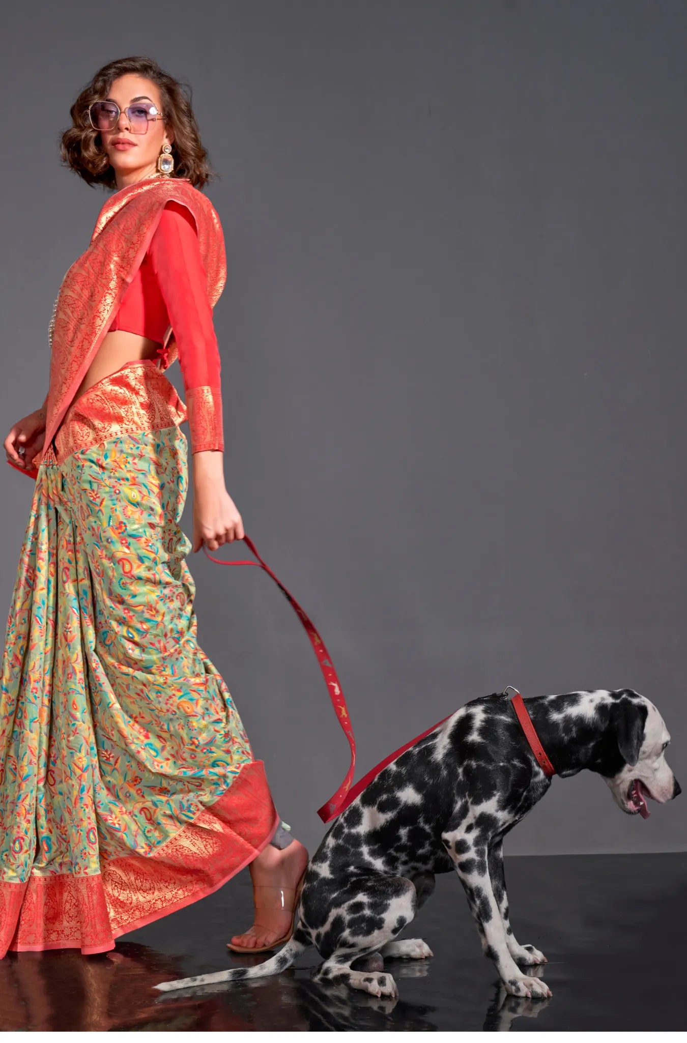 Mint Green Colour Kashmiri Handloom Silk Saree with Blouse Piece