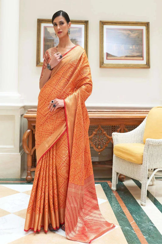 Orange Colour Festive Wear Patola Silk Saree
