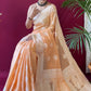 Orange Colour Lucknowi Linen Cotton Silk Saree