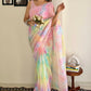 Peach Colour Designer Ethnic Sequin Party Wear Silk Saree
