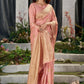 Peach Colour Floral Woven Kanjivaram Silk Saree