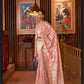 Peach Colour Festive Wear Linen Silk Saree