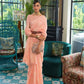 Peach Colour Zari Woven Lucknowi Cotton Linen Silk Saree
