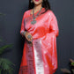 Peach Colour Zari Woven Paithani Soft Silk Saree
