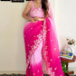 Pink Colour Party Wear Georgette Sequence Silk Saree
