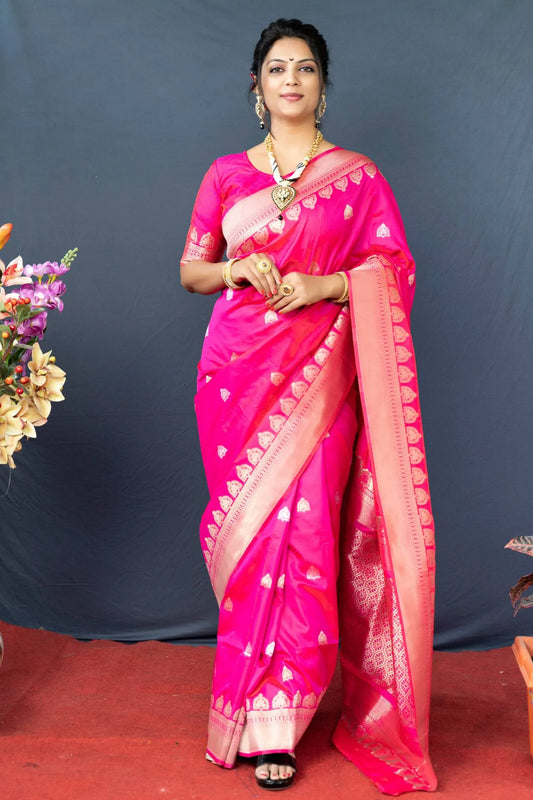 Pink Colour Designer Banarasi Silk Saree