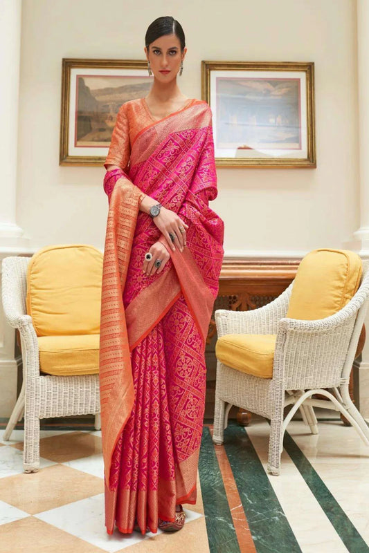 Pink Colour Festive Wear Patola Silk Saree 