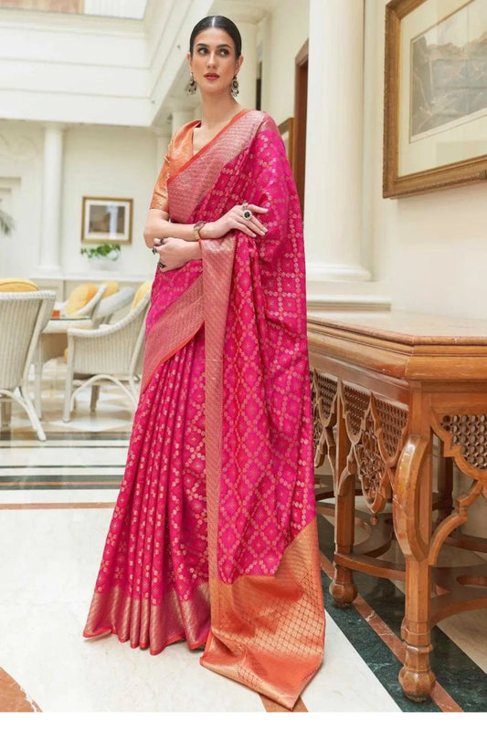 Pink Colour Handloom Weaving Patola Silk Saree