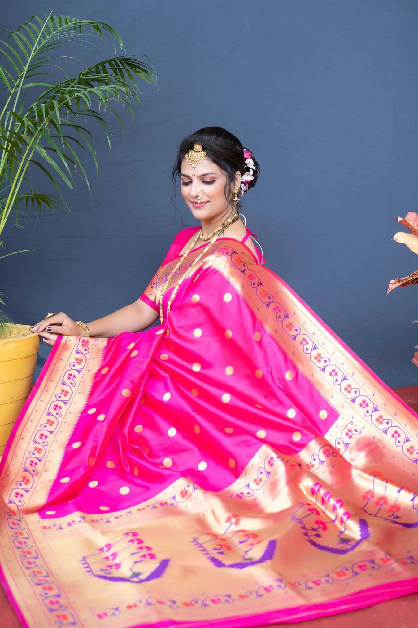 Pink Colour Paithani Kanjivaram Soft Silk Saree