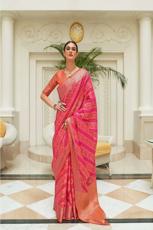 Pink Colour Party Wear Traditional Patola Silk Saree