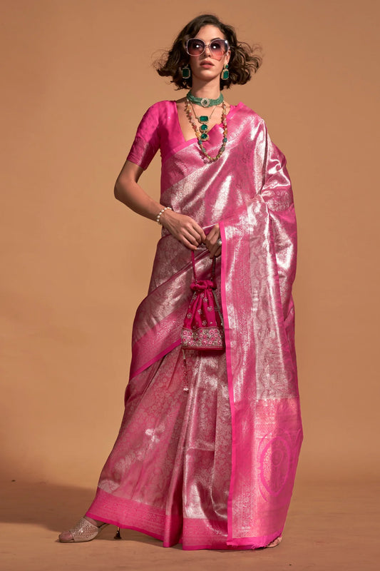 Pink Colour Traditional Woven Designer Kanjivaram Silk Saree