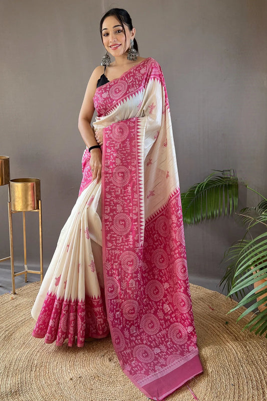 Pink Colour Tussar Kanjivaram Silk Saree