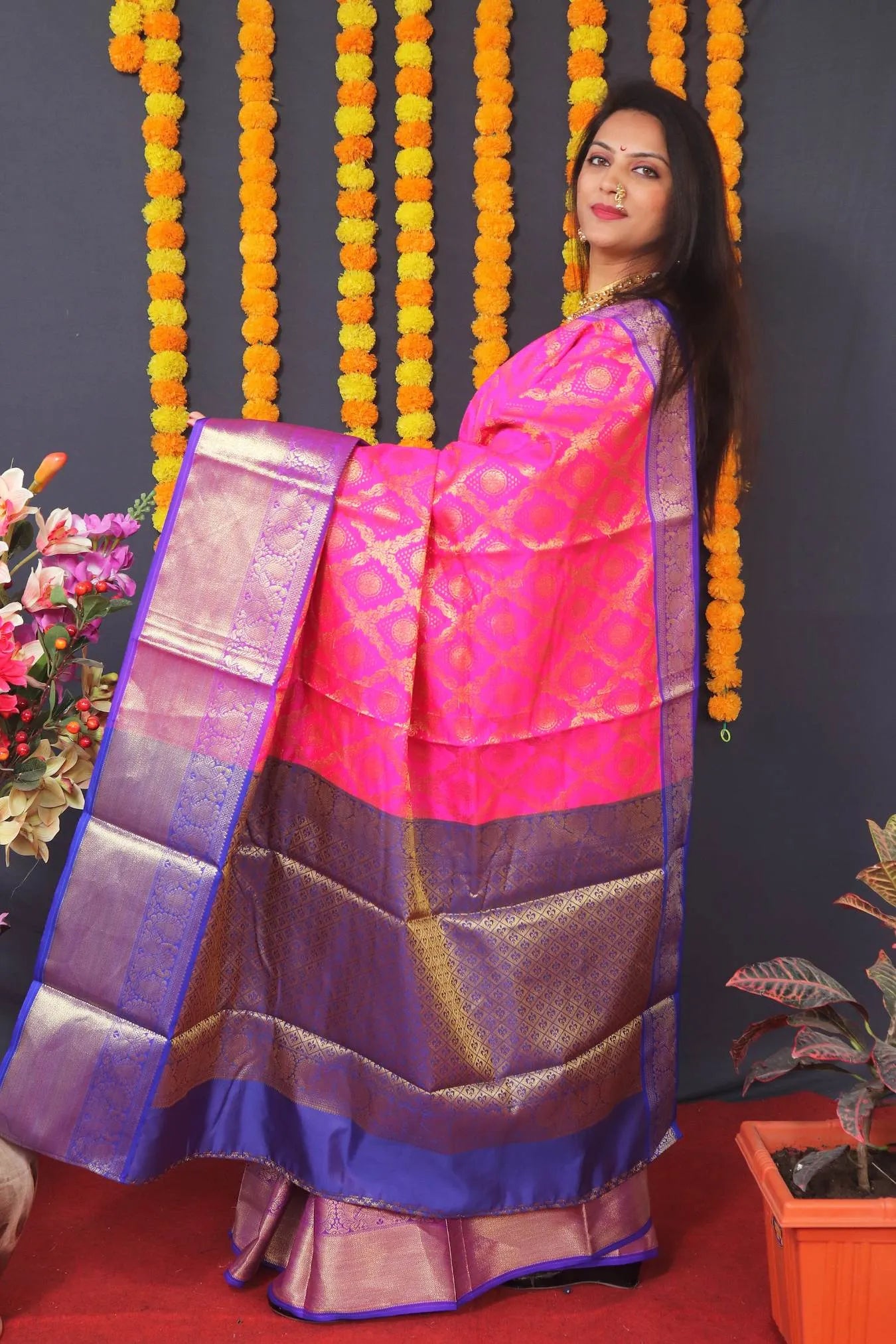 Pink Colour Elegant Kanjivaram Handloom Silk Saree