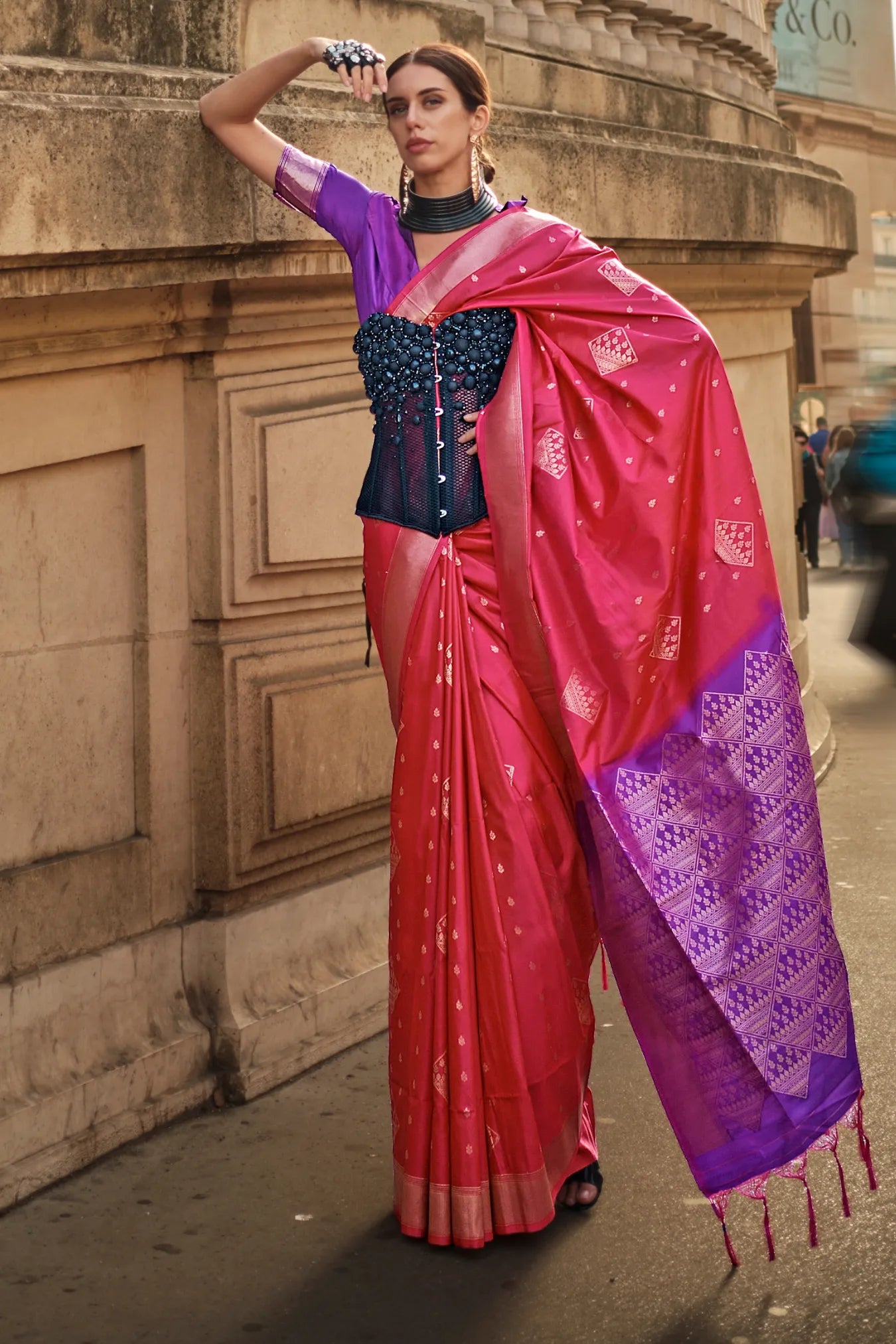 Pink Colour Zari Woven Designer Banarasi Silk Saree